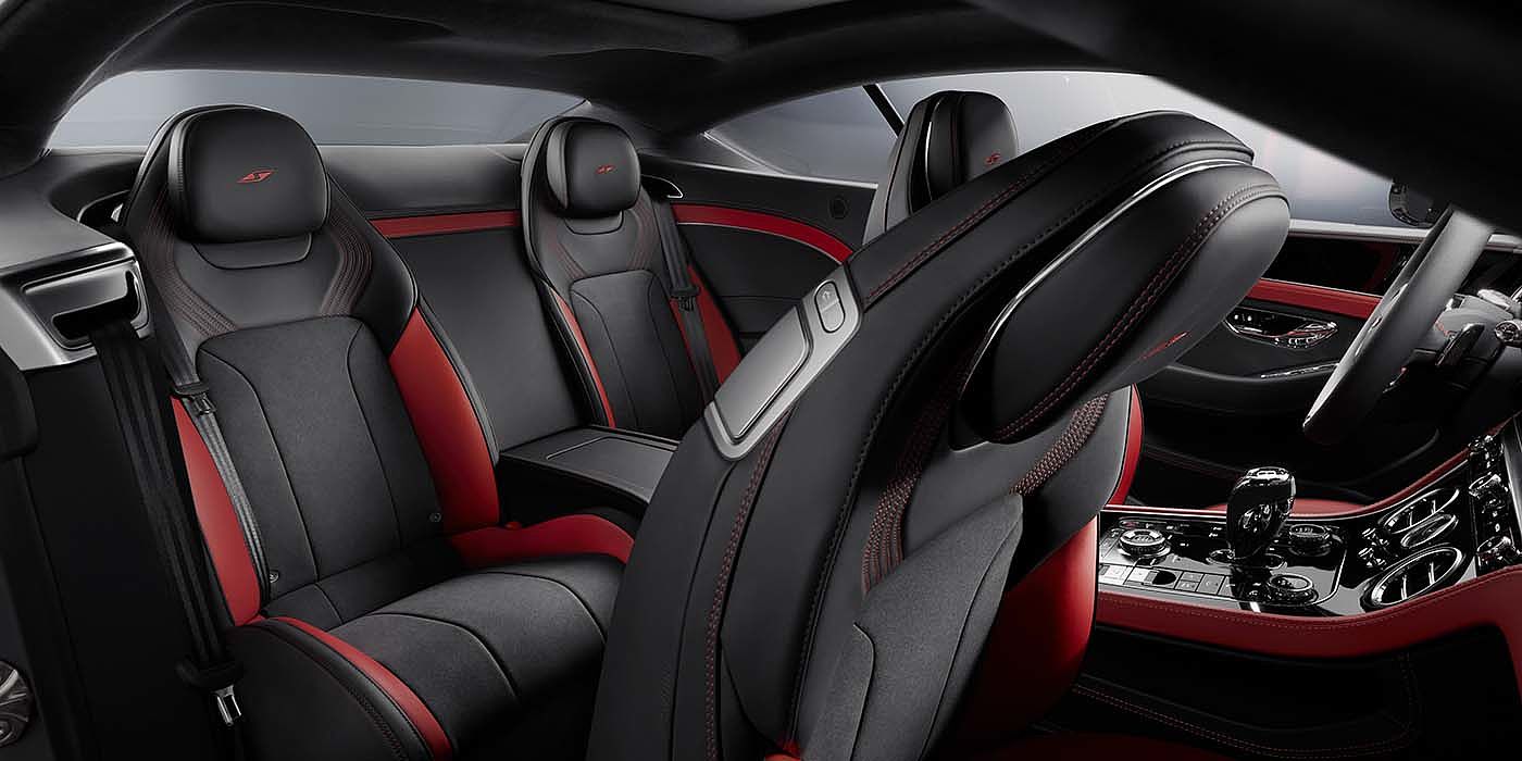Bentley Auckland Bentley Continental GT S coupe in Beluga black and Hotspur red hide with S emblem stitching